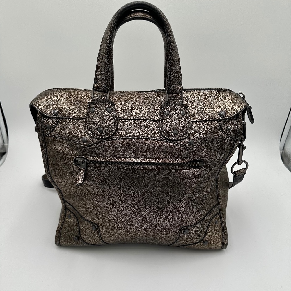 COACH RHYDER 33 ELEVATED SATCHEL" OIL SLICK" METALLIC LEATHER - Picture 7 of 13